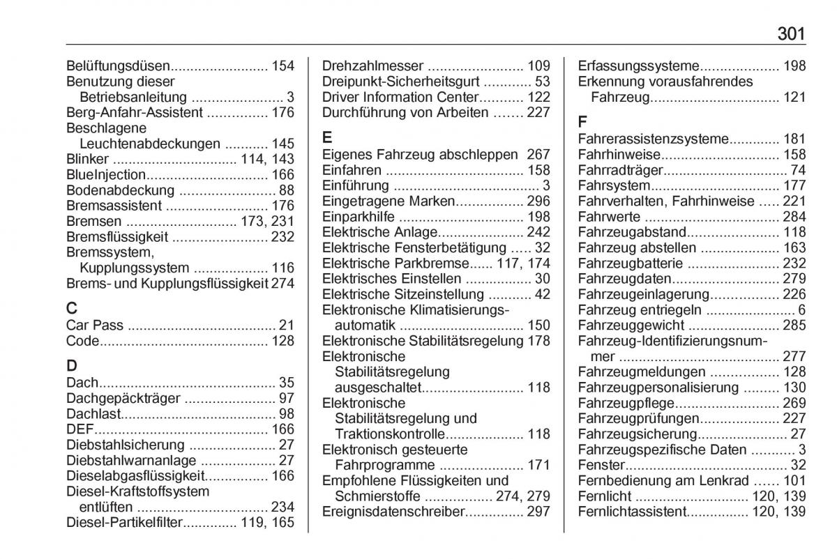 manual  Opel Zafira C FL Handbuch / page 303