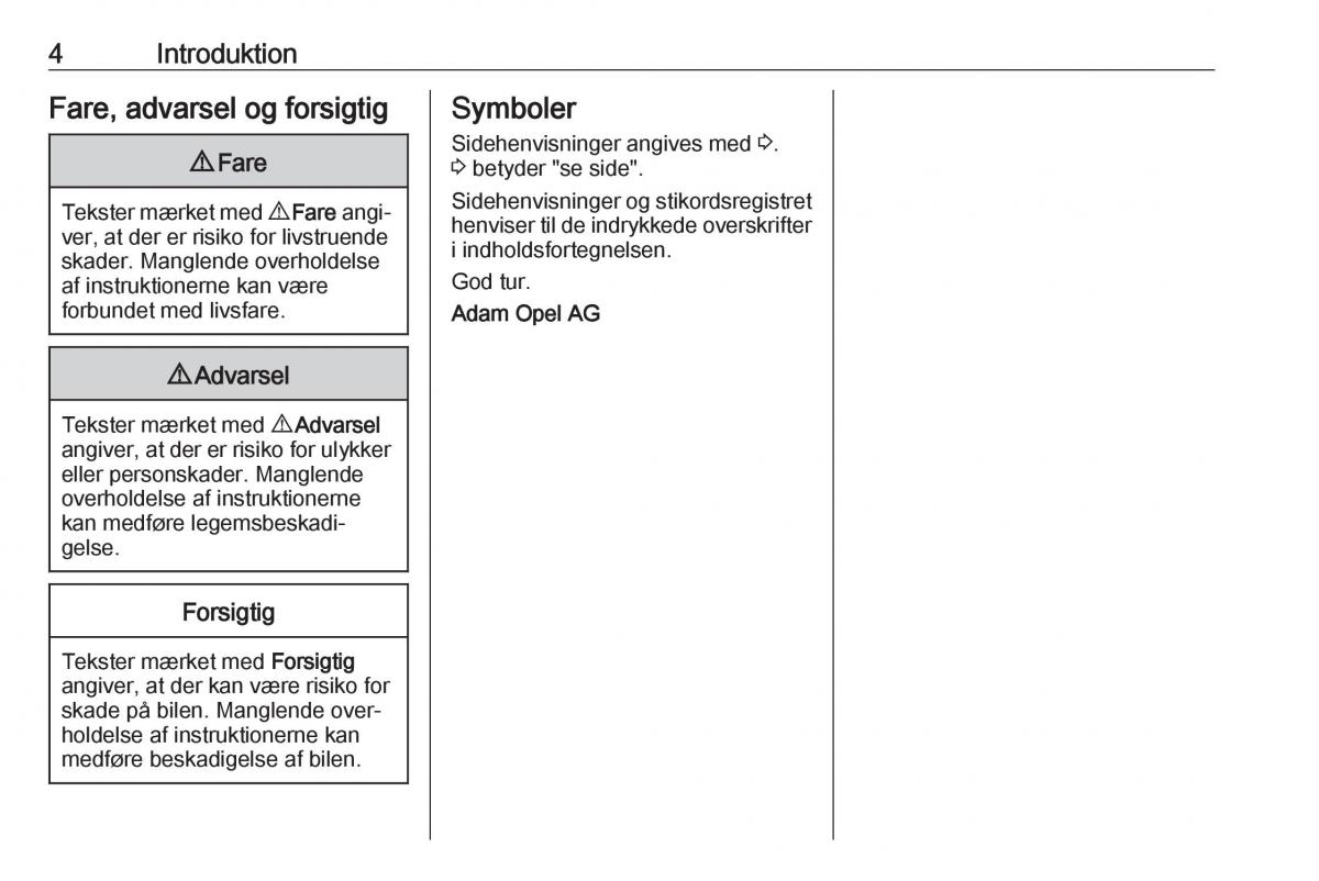 manual  Opel Zafira C FL Bilens instruktionsbog / page 6