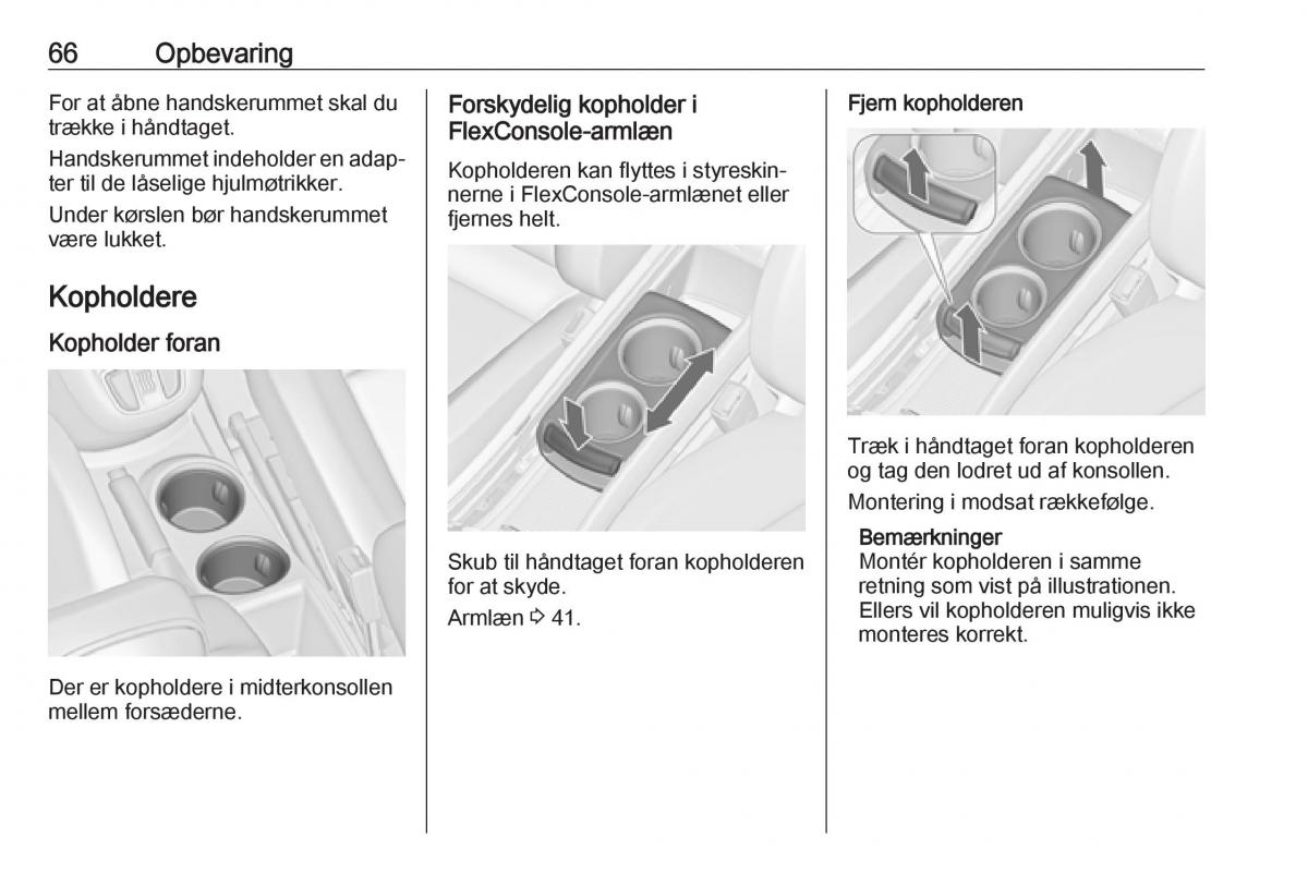 Opel Zafira C FL Bilens instruktionsbog / page 68