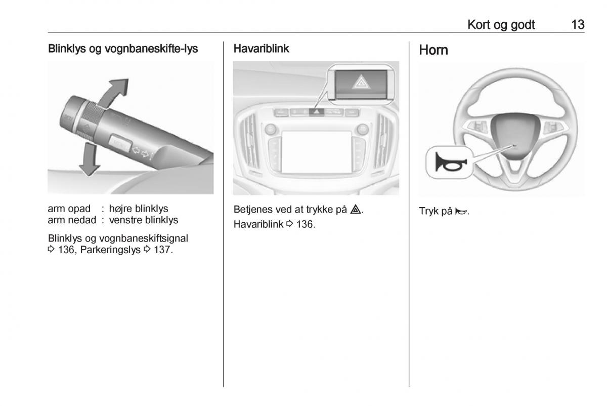 Opel Zafira C FL Bilens instruktionsbog / page 15