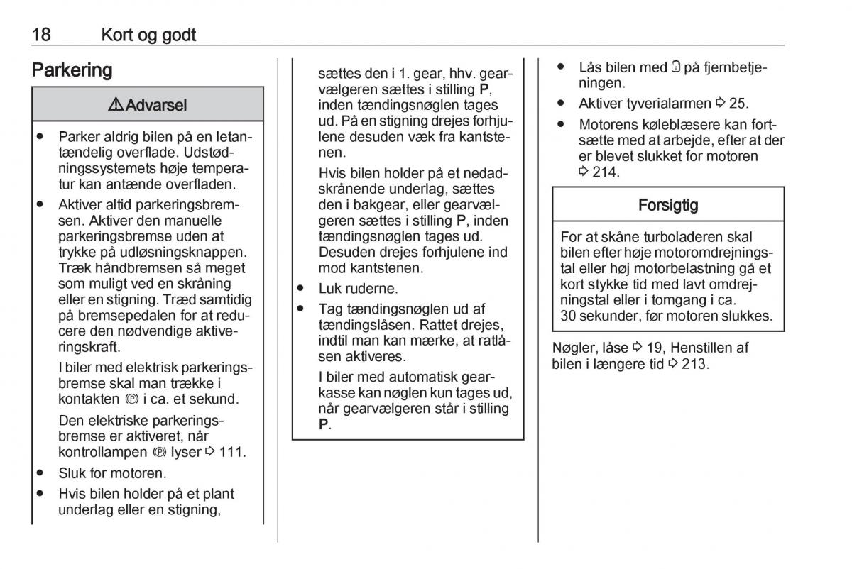 Opel Zafira C FL Bilens instruktionsbog / page 20