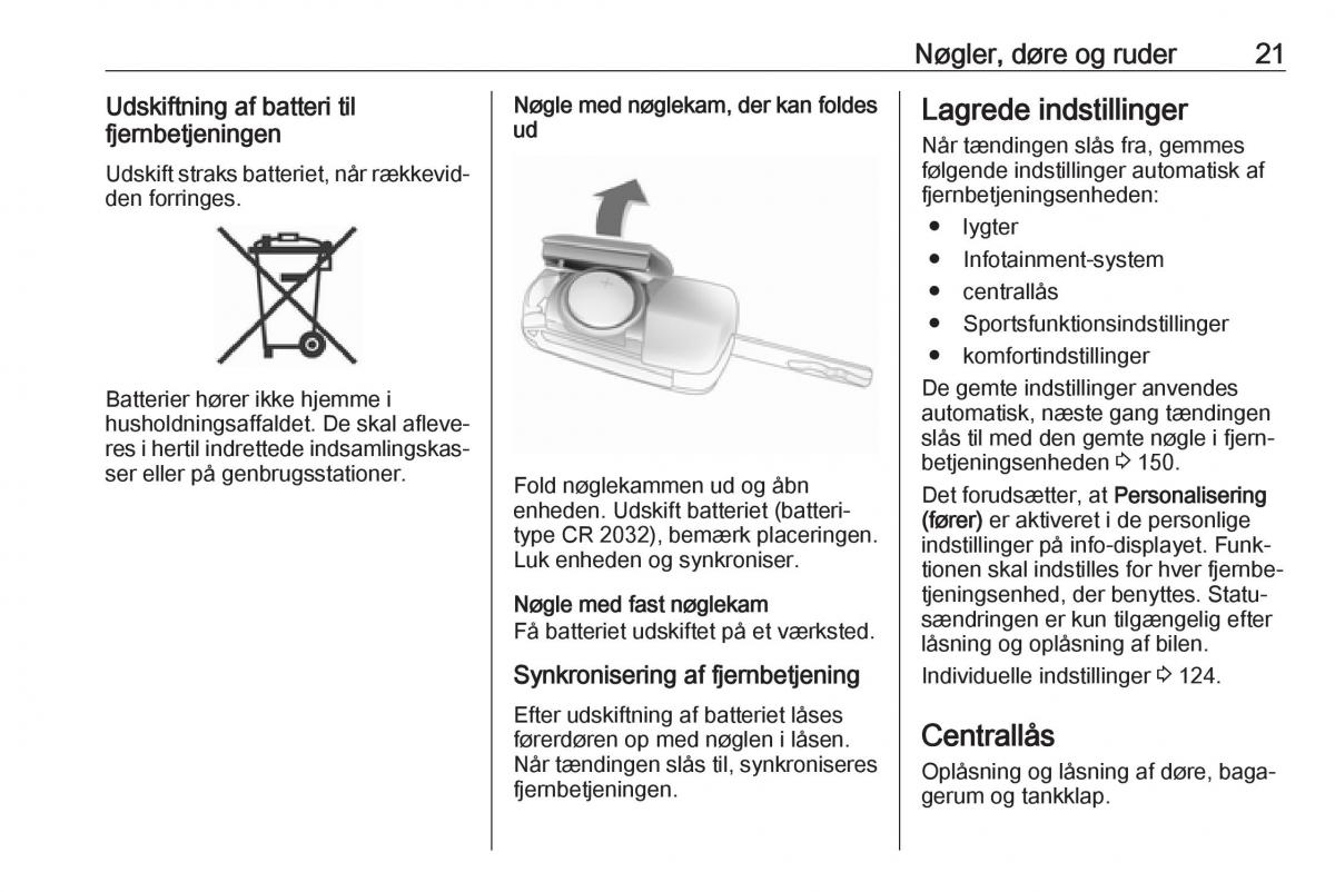 Opel Zafira C FL Bilens instruktionsbog / page 23