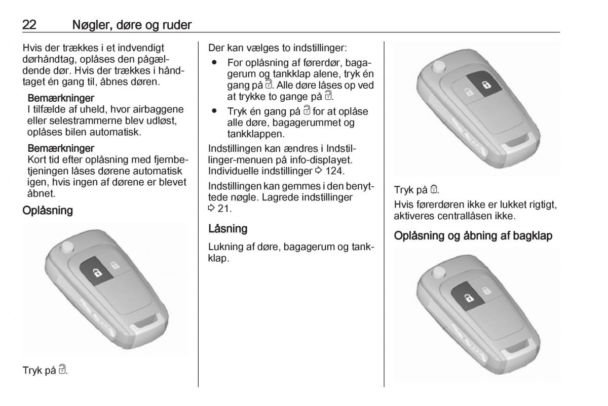 Opel Zafira C FL Bilens instruktionsbog / page 24