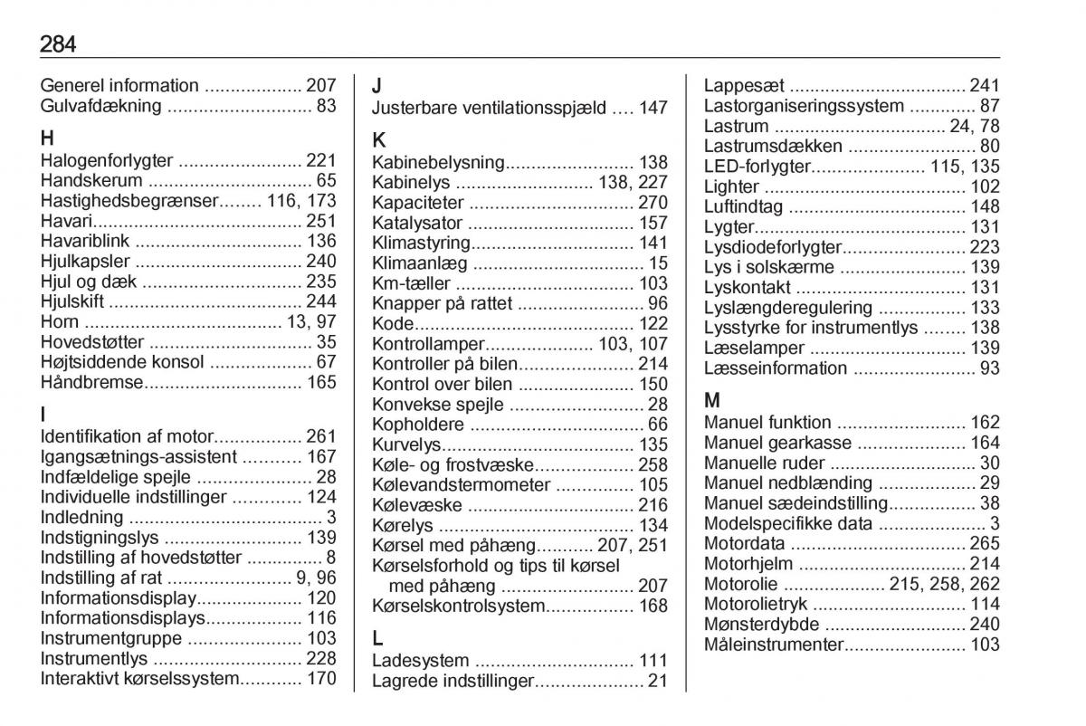 manual  Opel Zafira C FL Bilens instruktionsbog / page 286