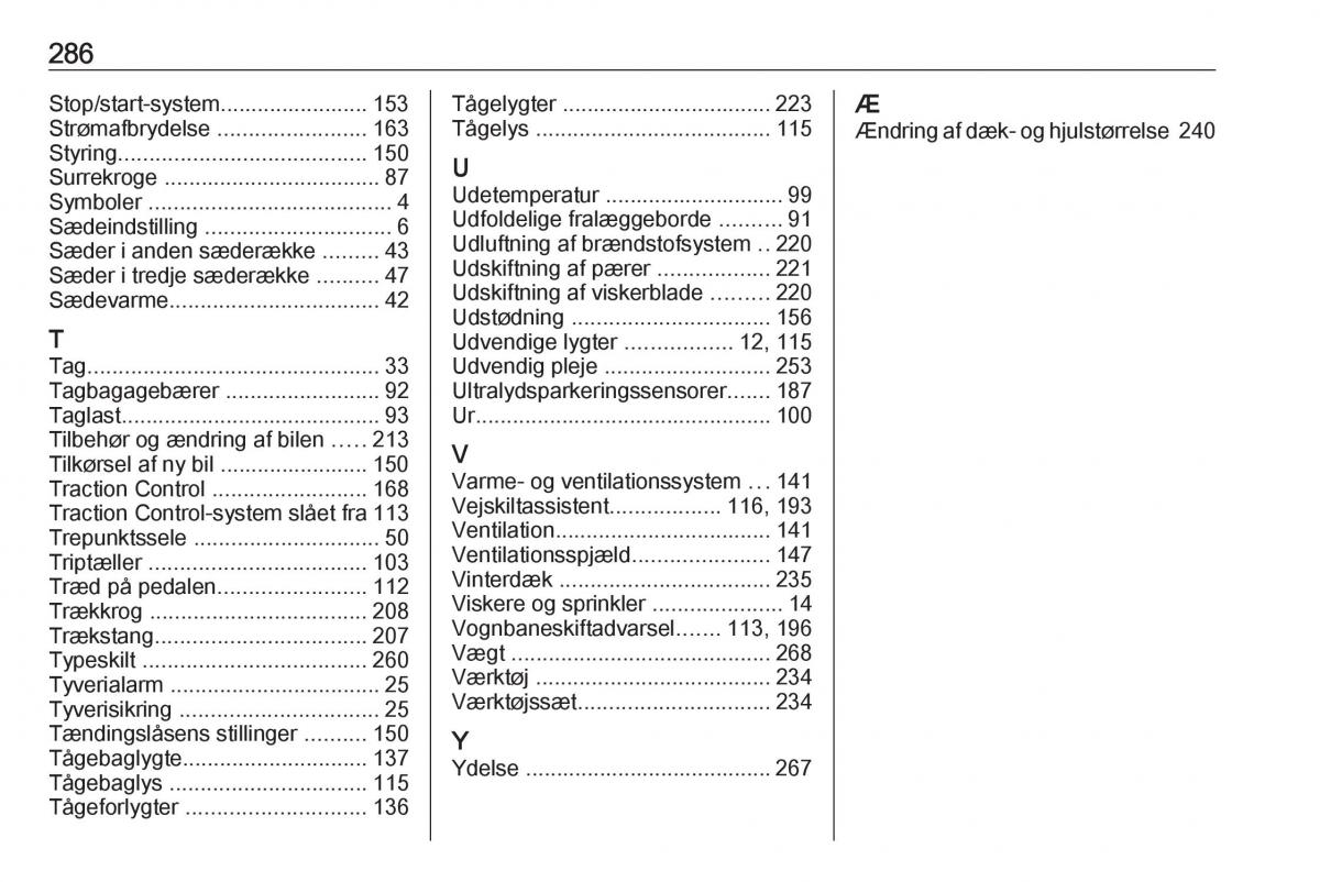 manual  Opel Zafira C FL Bilens instruktionsbog / page 288