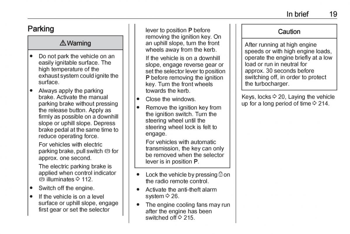 Opel Zafira C FL owners manual / page 21