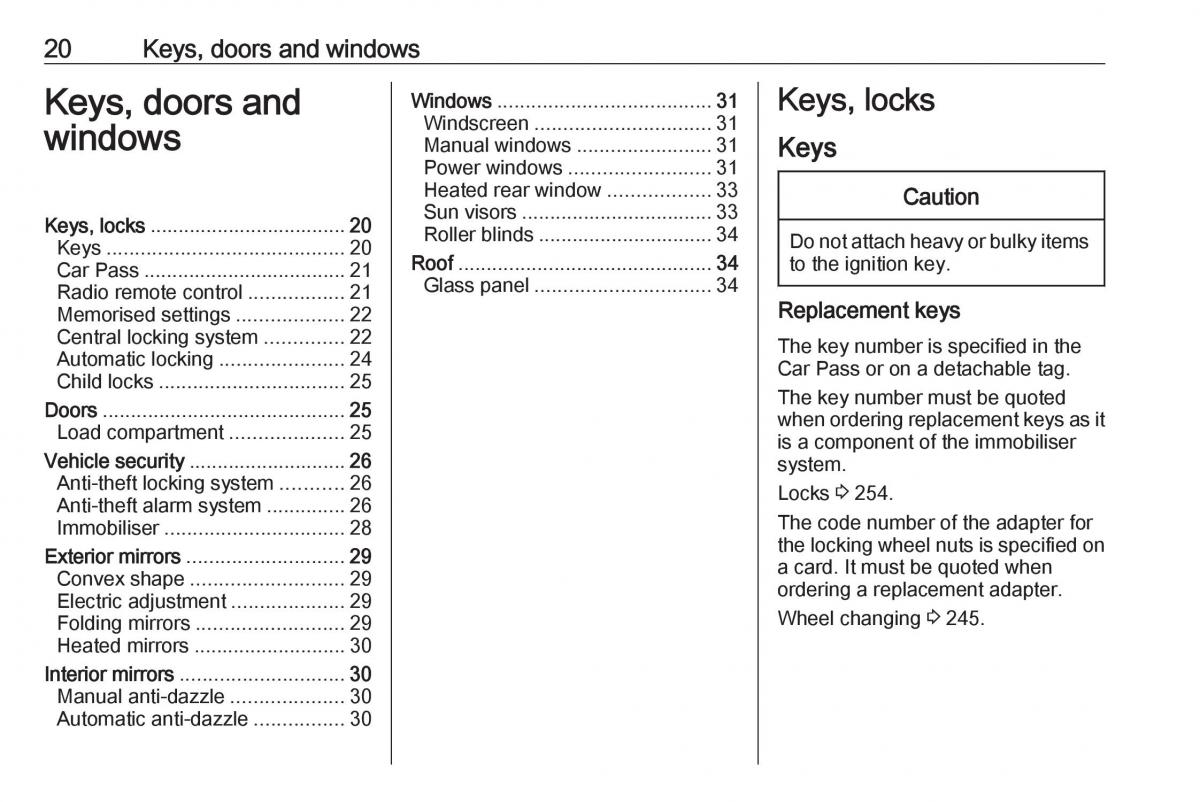 manual  Opel Zafira C FL owners manual / page 22