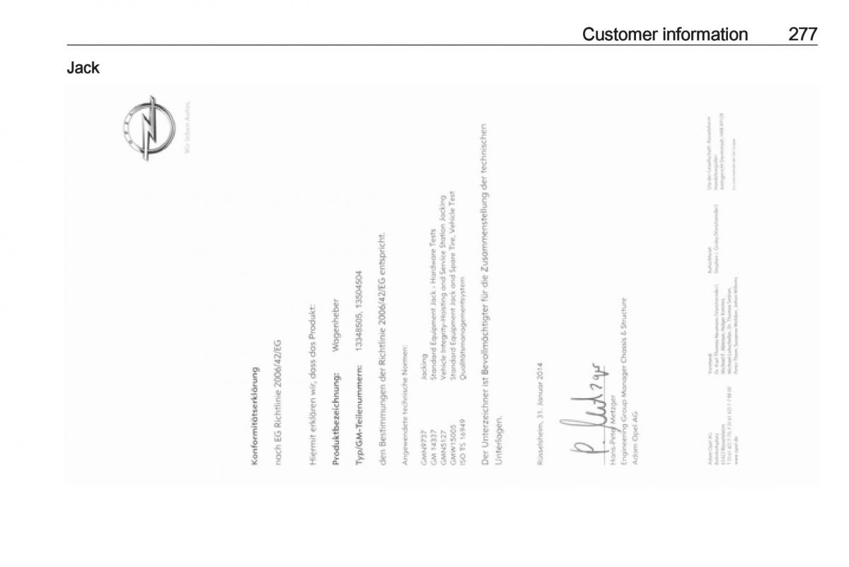 manual  Opel Zafira C FL owners manual / page 279