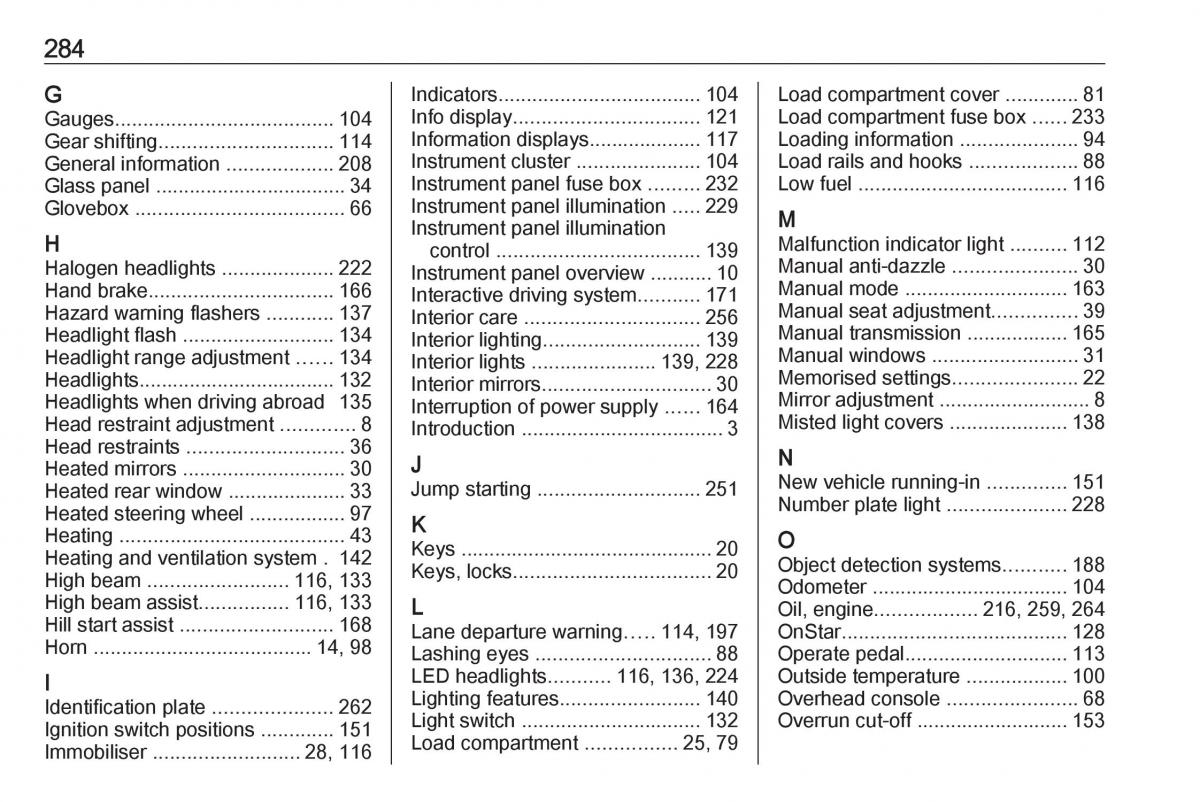 Opel Zafira C FL owners manual / page 286
