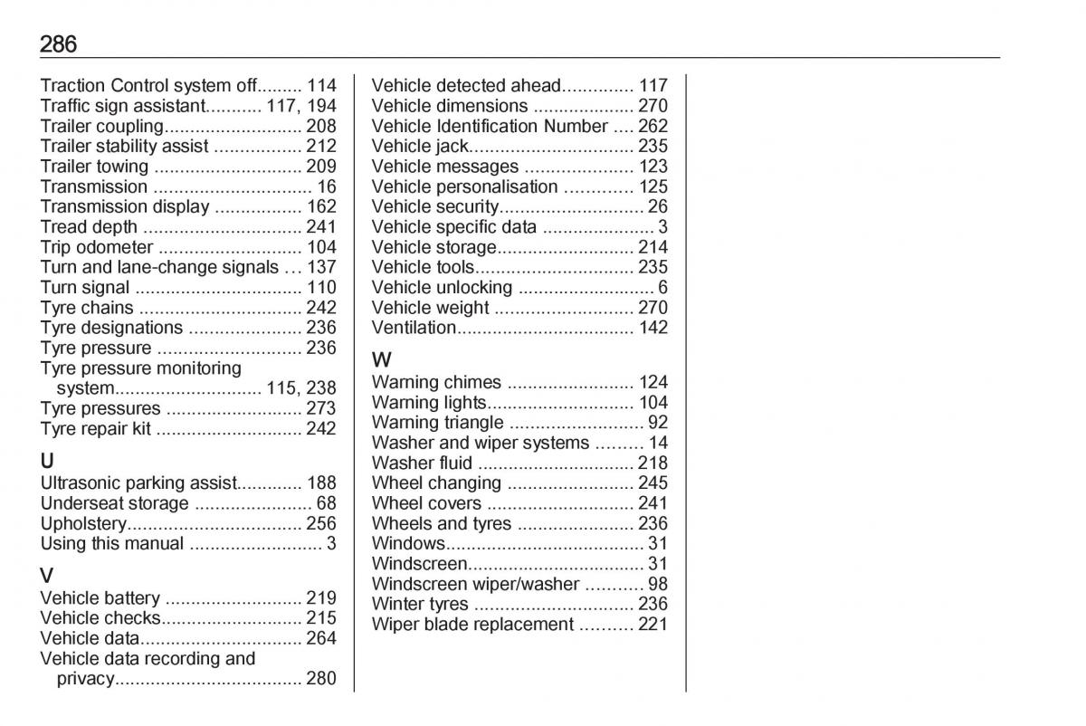 Opel Zafira C FL owners manual / page 288
