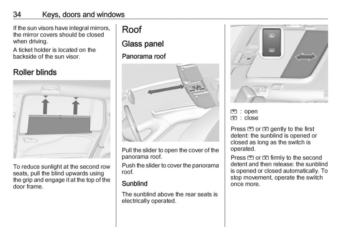Opel Zafira C FL owners manual / page 36