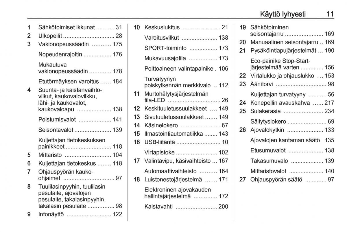 manual  Opel Zafira C FL omistajan kasikirja / page 13