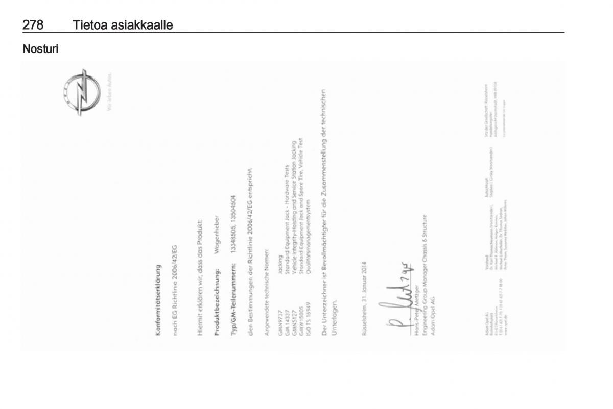 Opel Zafira C FL omistajan kasikirja / page 280