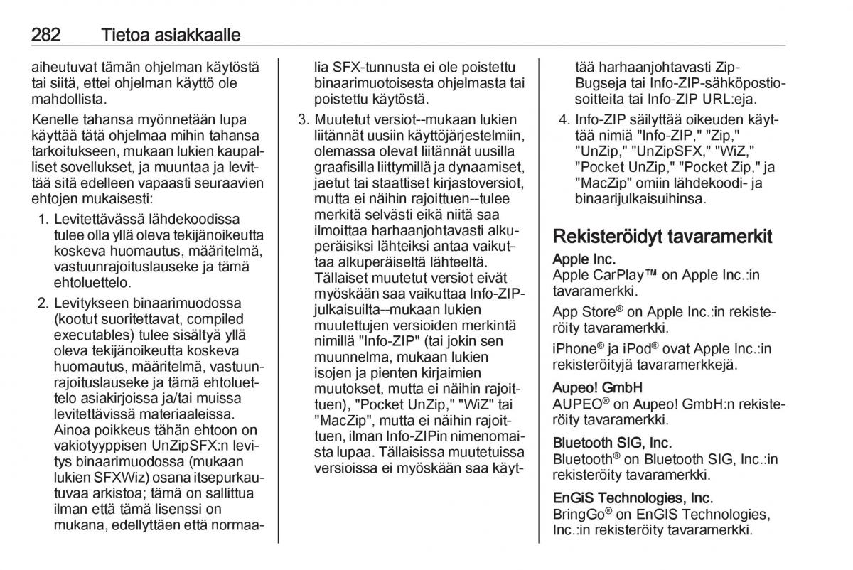 Opel Zafira C FL omistajan kasikirja / page 284