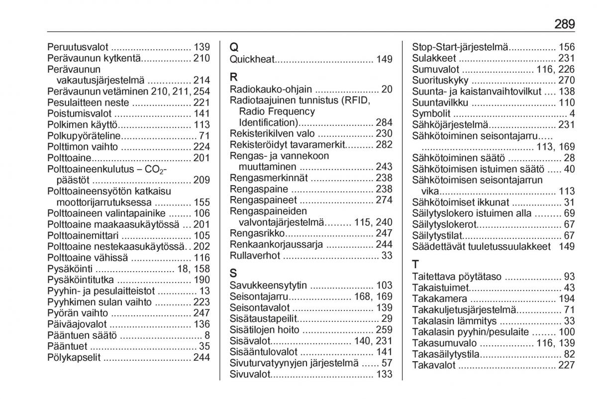 manual  Opel Zafira C FL omistajan kasikirja / page 291