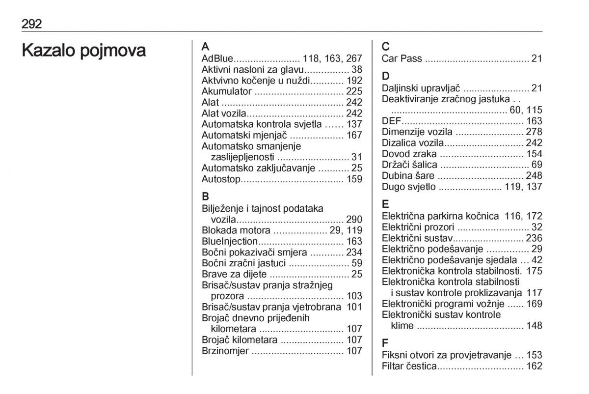 Opel Zafira C FL vlasnicko uputstvo / page 294