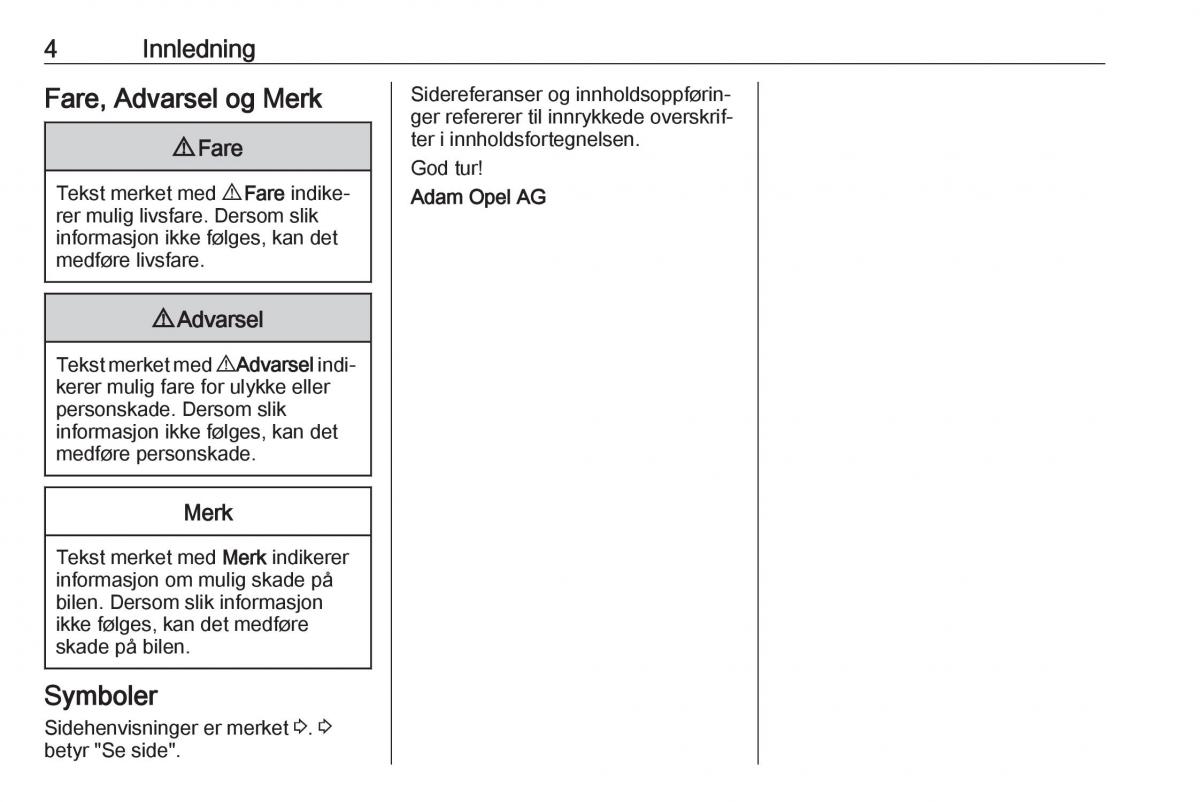 Opel Zafira C FL bruksanvisningen / page 6