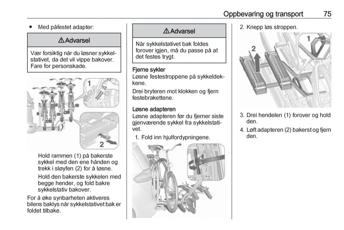Opel Zafira C FL bruksanvisningen / page 77