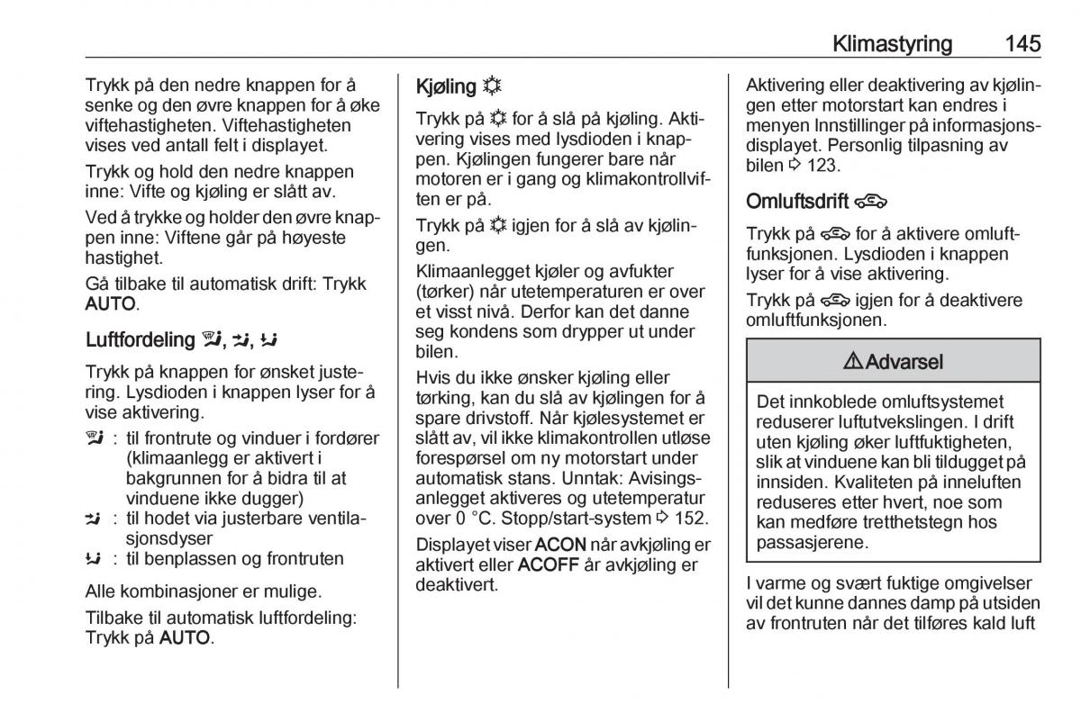 Opel Zafira C FL bruksanvisningen / page 147