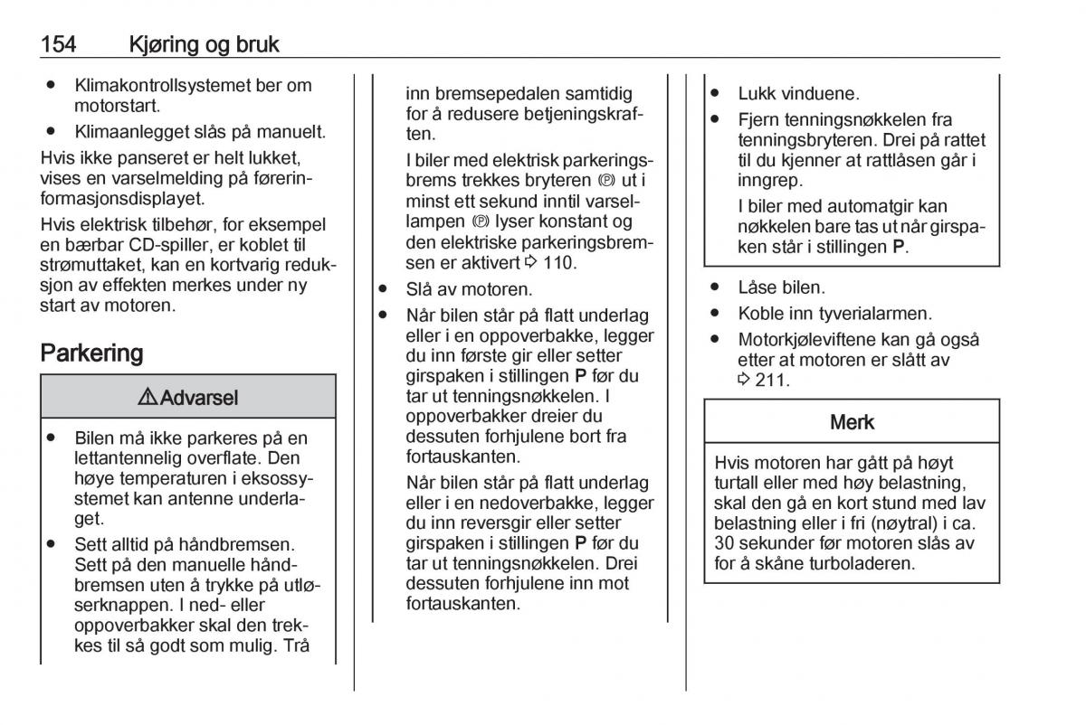 Opel Zafira C FL bruksanvisningen / page 156