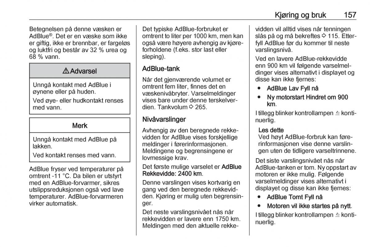 Opel Zafira C FL bruksanvisningen / page 159