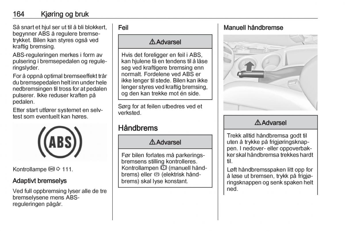 Opel Zafira C FL bruksanvisningen / page 166