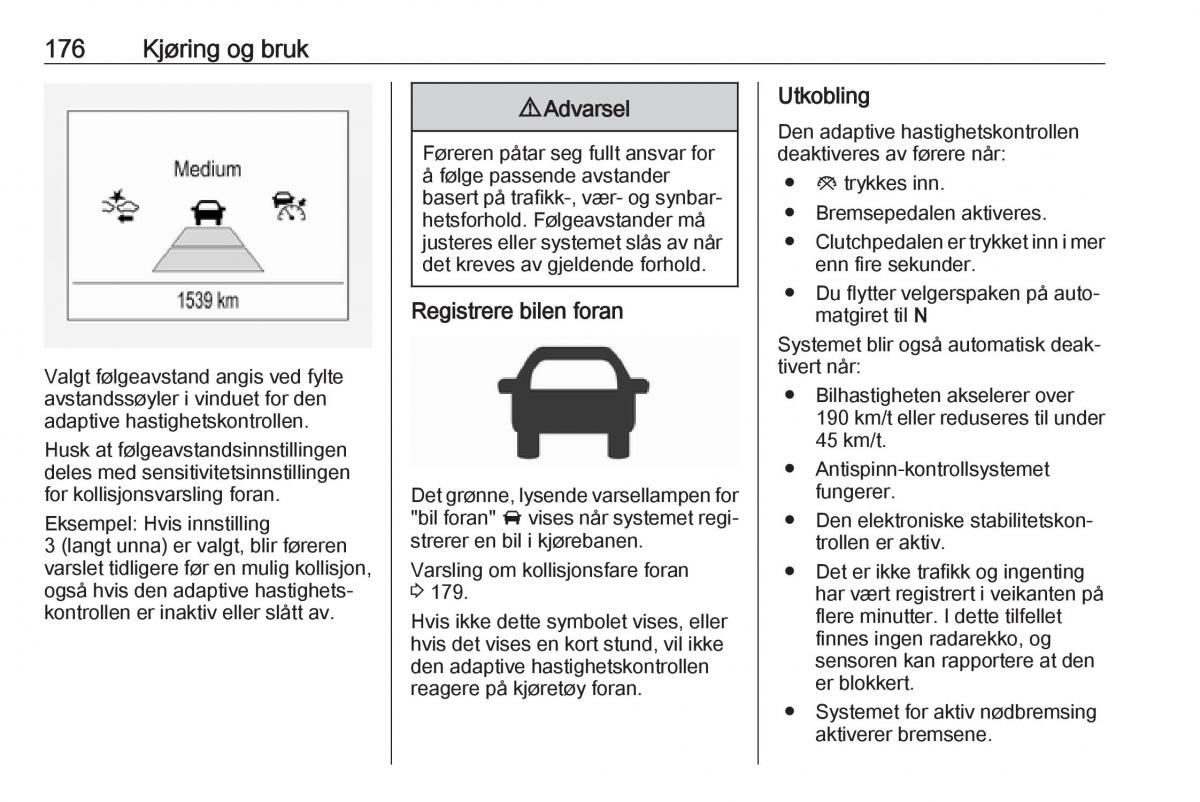 Opel Zafira C FL bruksanvisningen / page 178