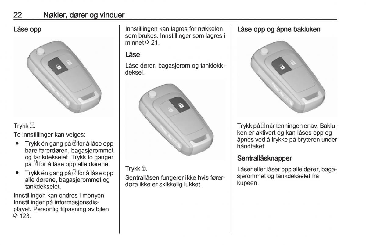 Opel Zafira C FL bruksanvisningen / page 24