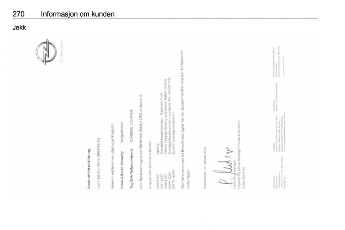 Opel Zafira C FL bruksanvisningen / page 272