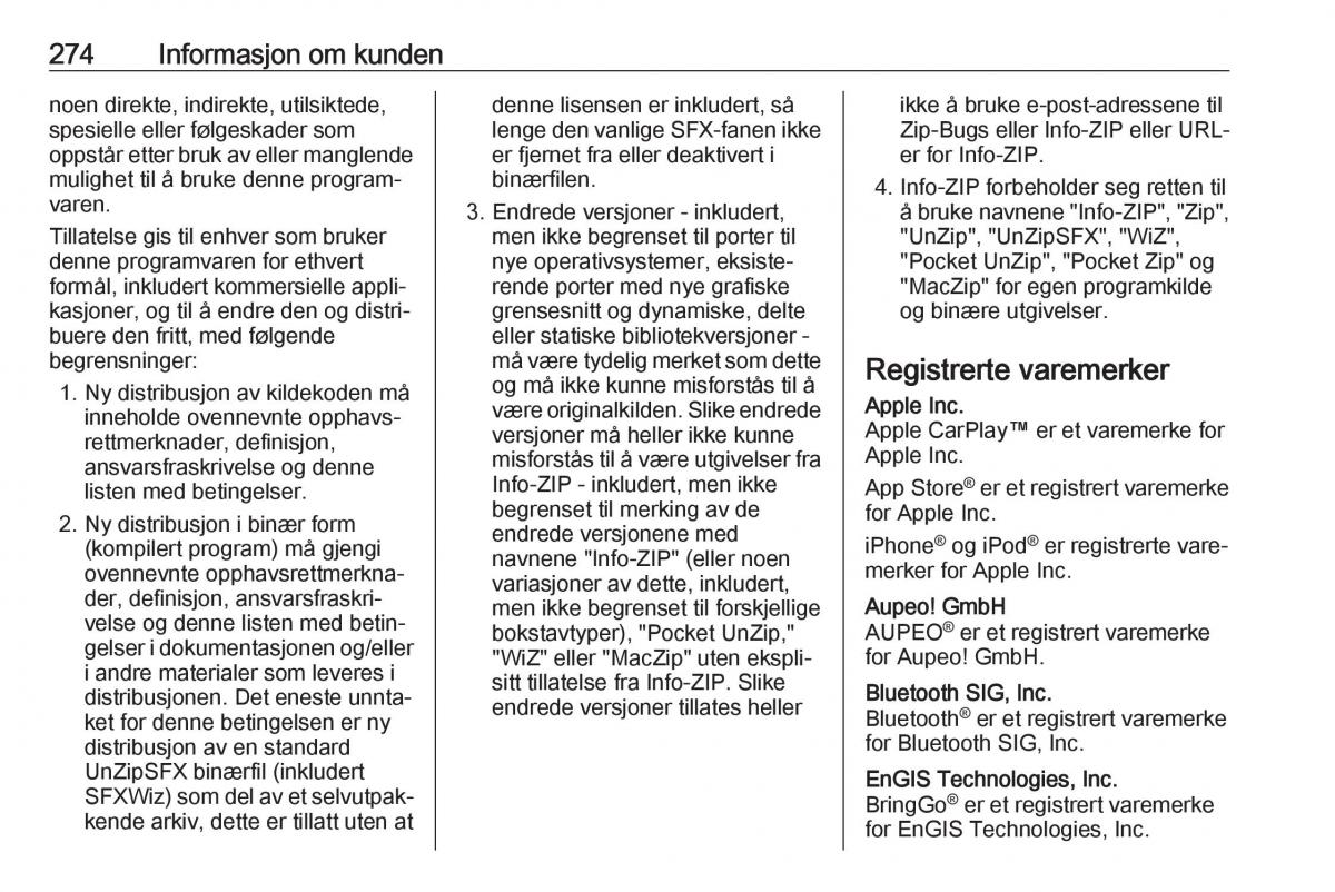 Opel Zafira C FL bruksanvisningen / page 276