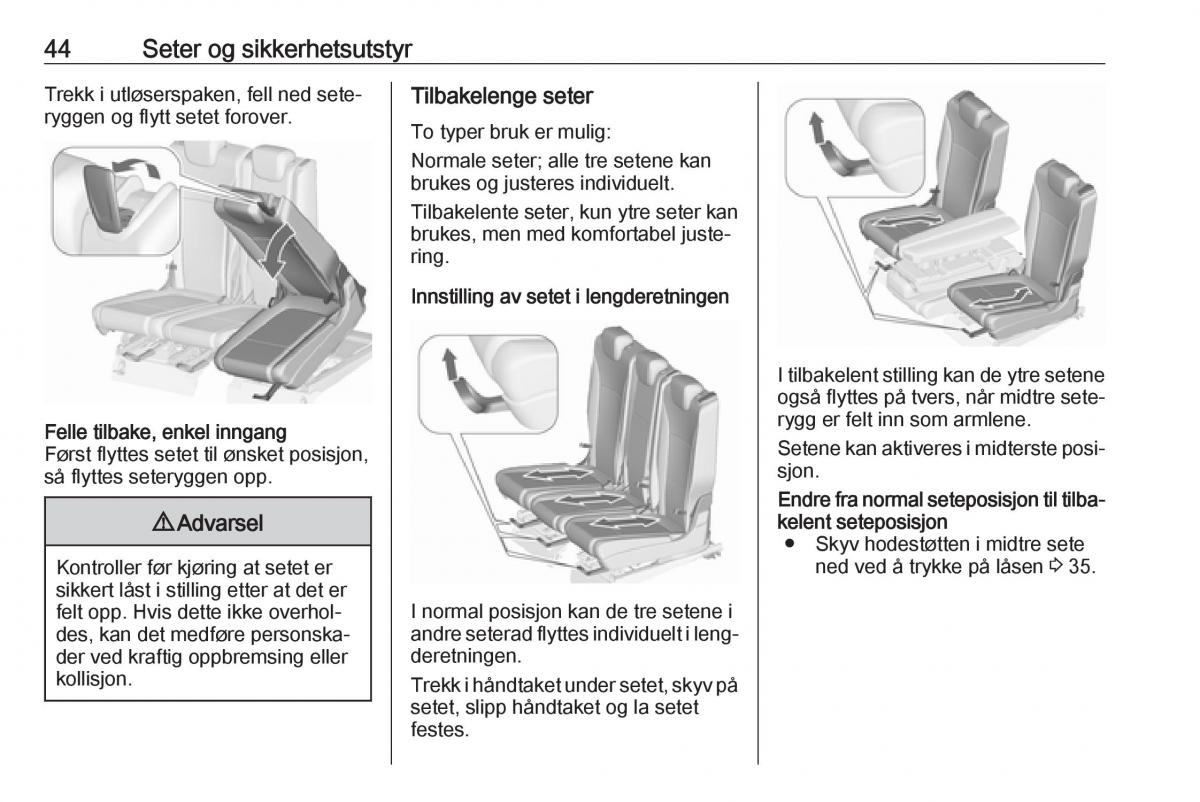 Opel Zafira C FL bruksanvisningen / page 46