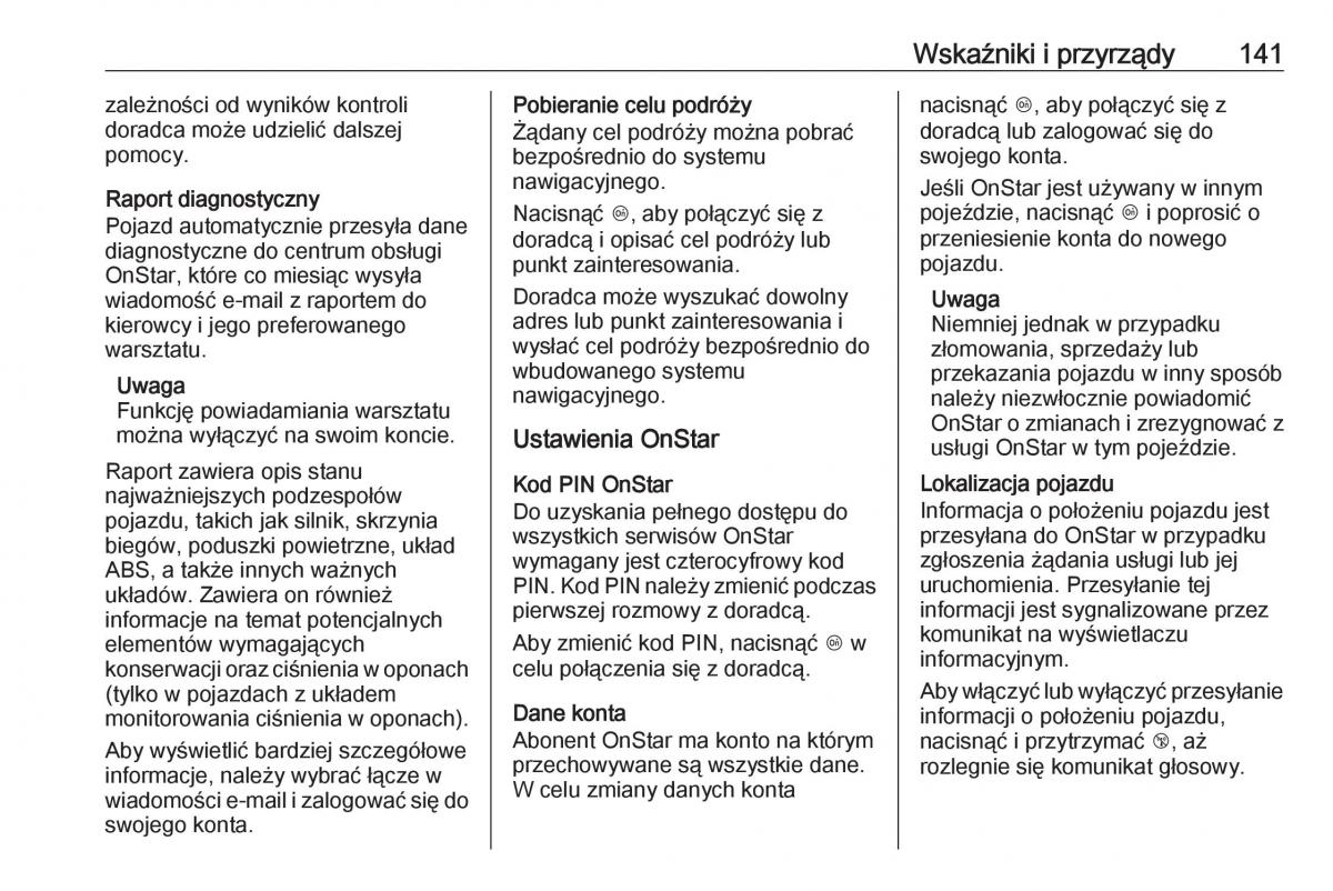 Opel Zafira C FL instrukcja obslugi / page 143