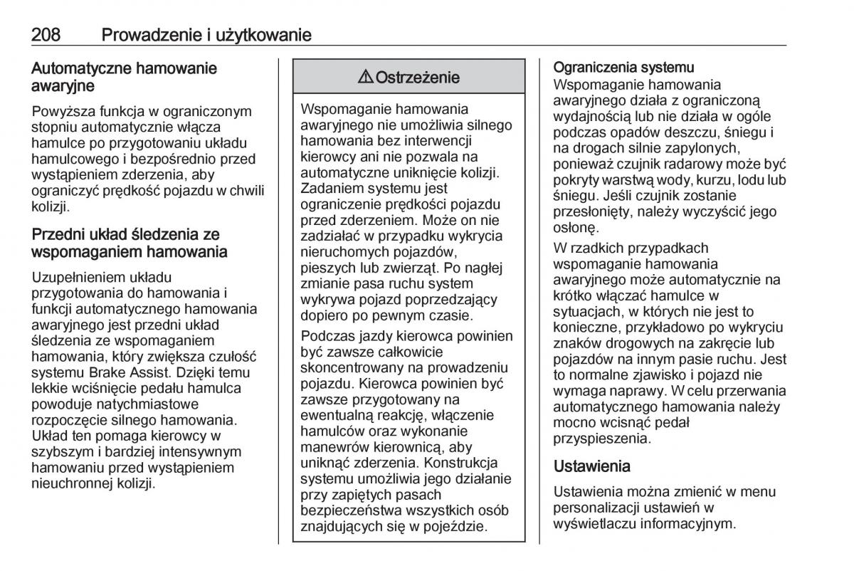 Opel Zafira C FL instrukcja obslugi / page 210