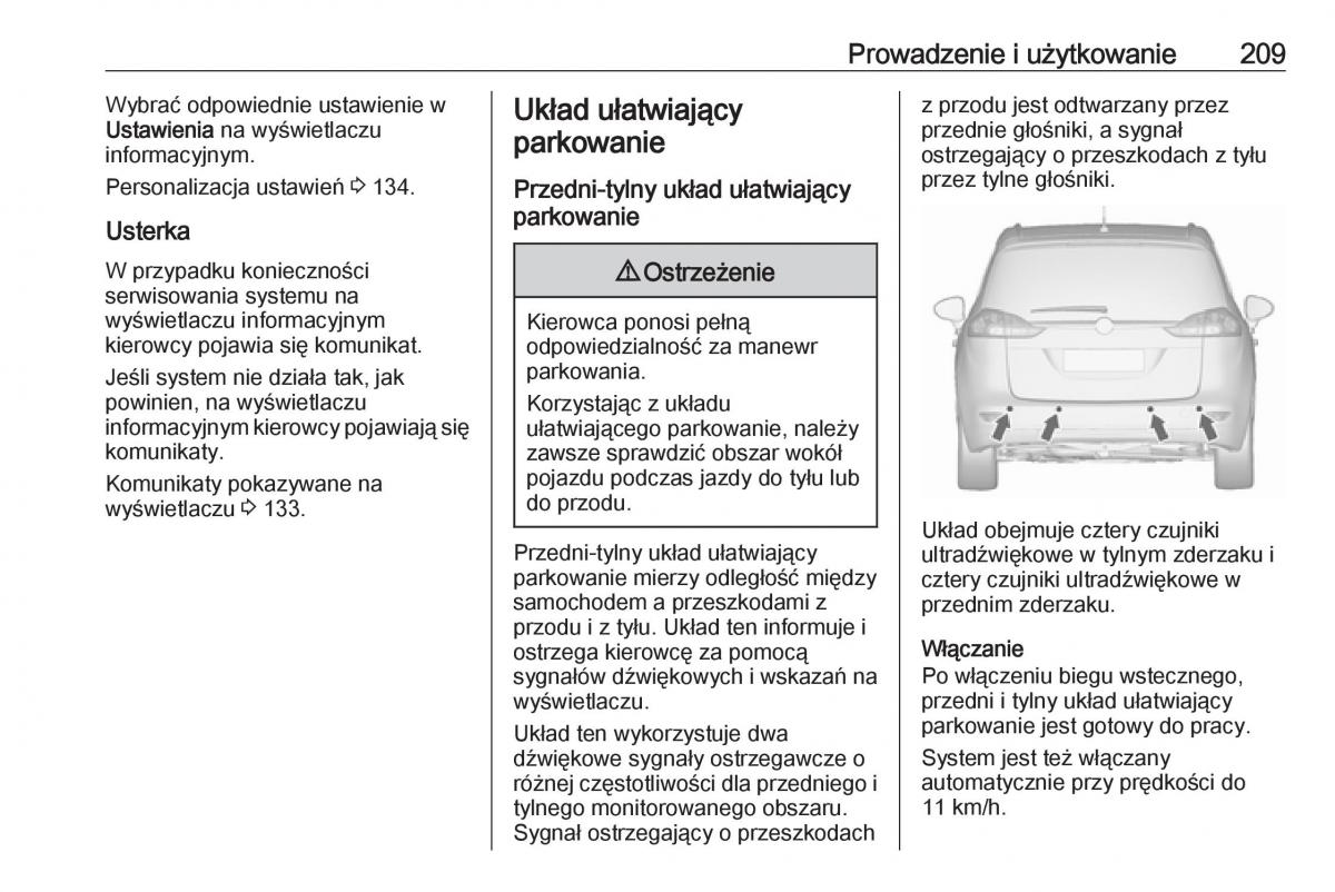 Opel Zafira C FL instrukcja obslugi / page 211