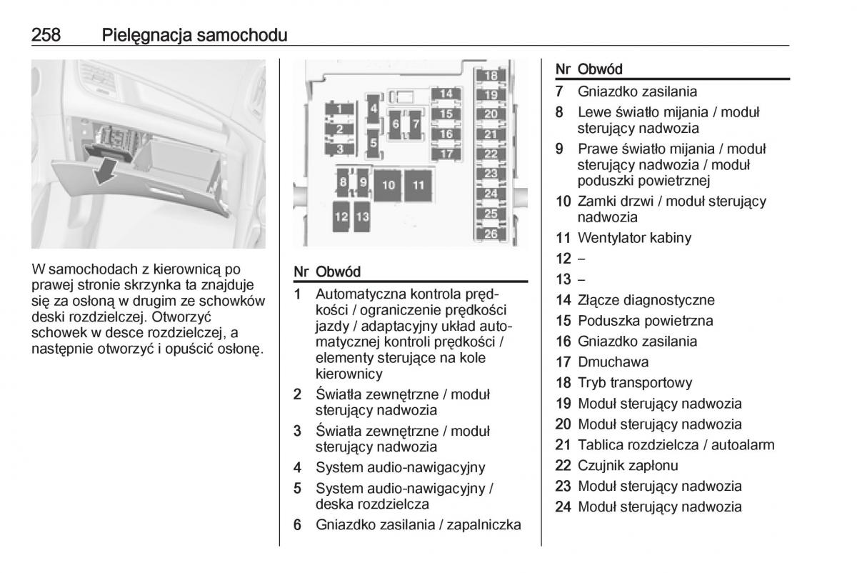 Opel Zafira C FL instrukcja obslugi / page 260