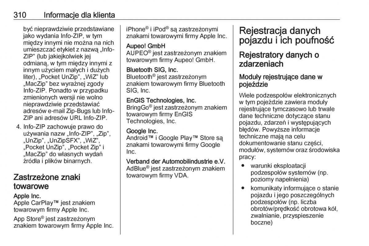 Opel Zafira C FL instrukcja obslugi / page 312