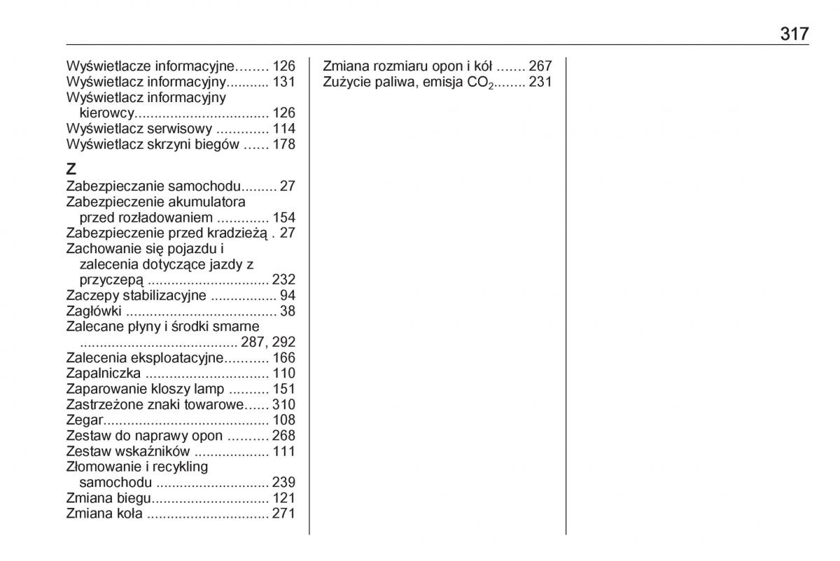 manual  Opel Zafira C FL instrukcja / page 319