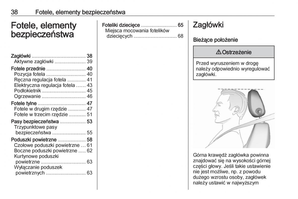 Opel Zafira C FL instrukcja obslugi / page 40