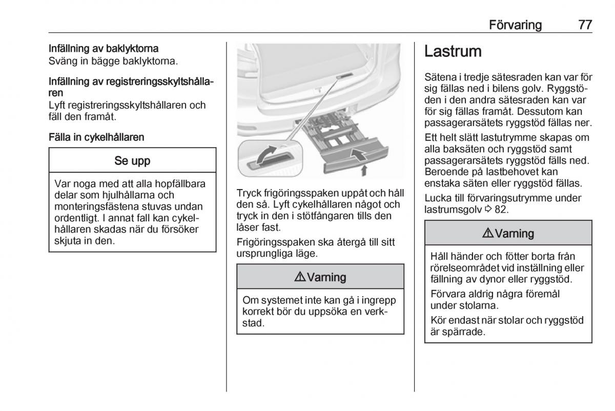 Opel Zafira C FL instruktionsbok / page 79