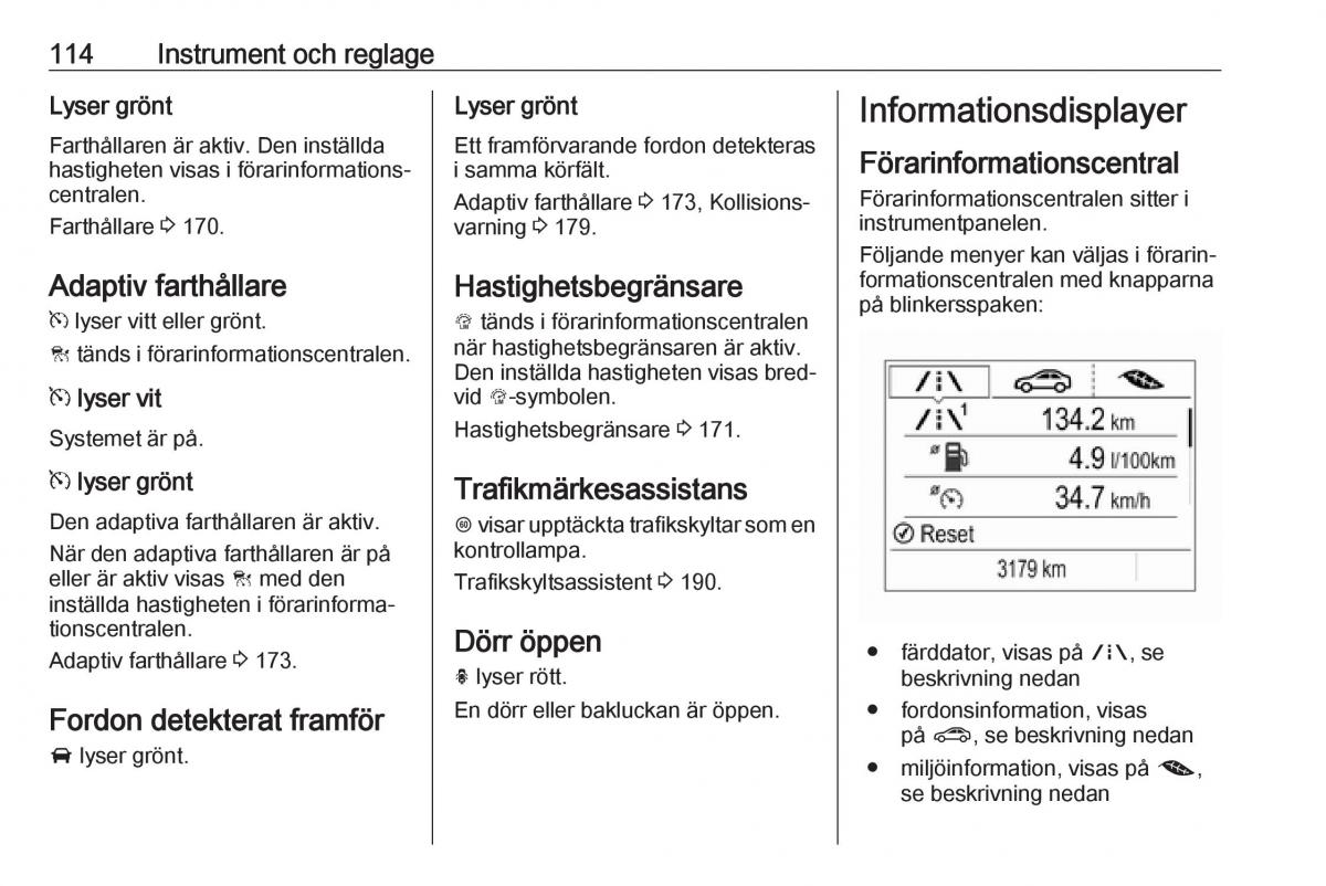 Opel Zafira C FL instruktionsbok / page 116