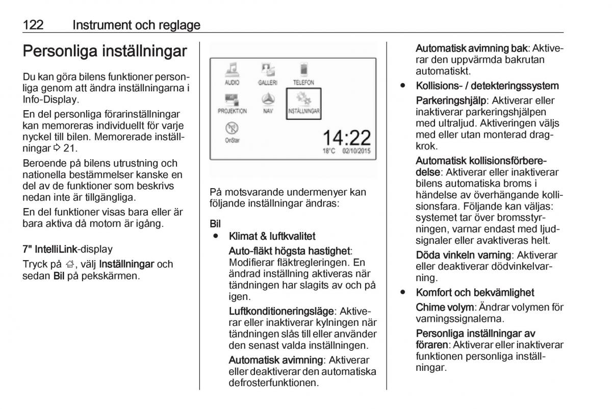 Opel Zafira C FL instruktionsbok / page 124