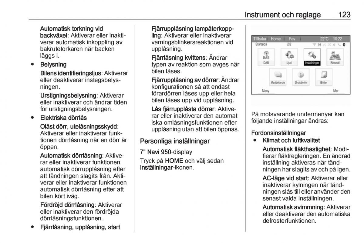 Opel Zafira C FL instruktionsbok / page 125