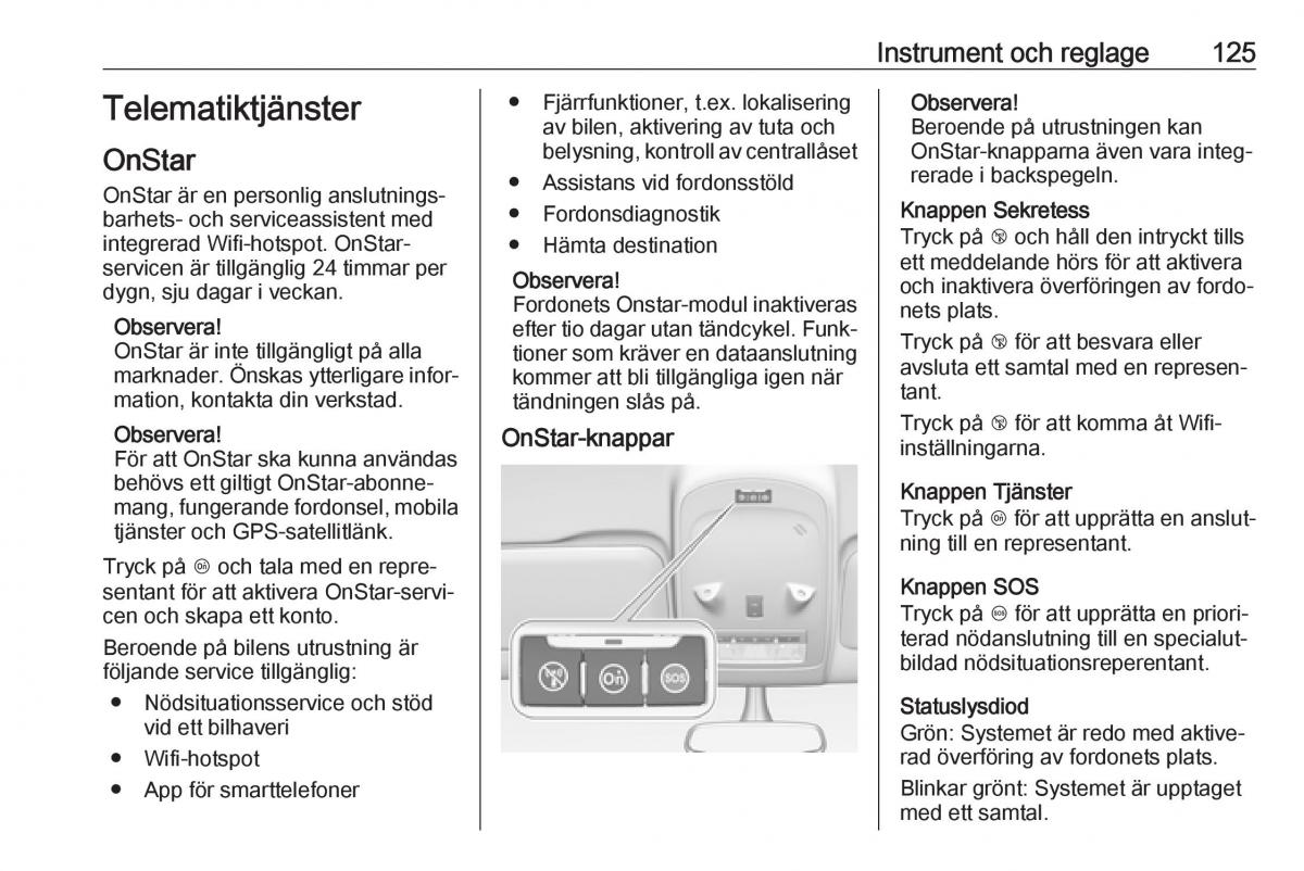 Opel Zafira C FL instruktionsbok / page 127
