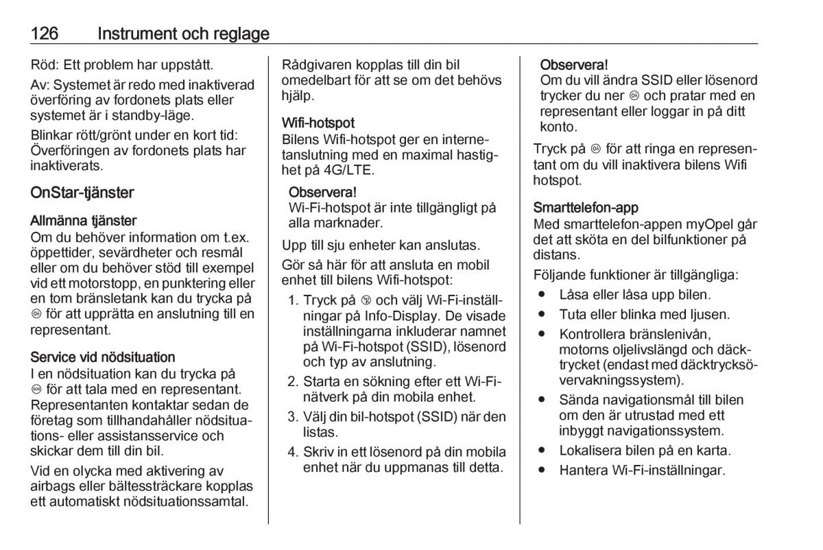 Opel Zafira C FL instruktionsbok / page 128