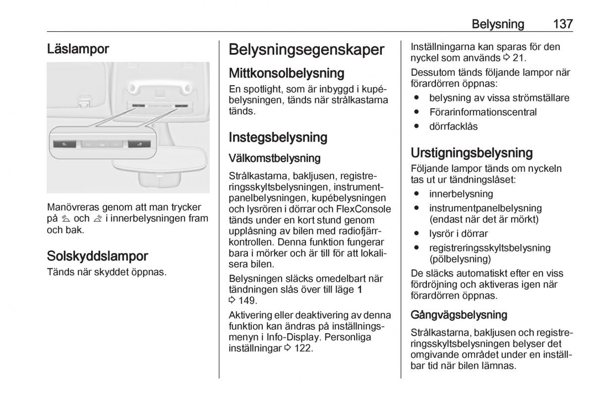 Opel Zafira C FL instruktionsbok / page 139