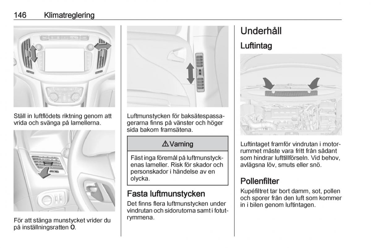 Opel Zafira C FL instruktionsbok / page 148