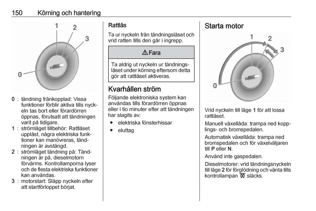 Opel Zafira C FL instruktionsbok / page 152
