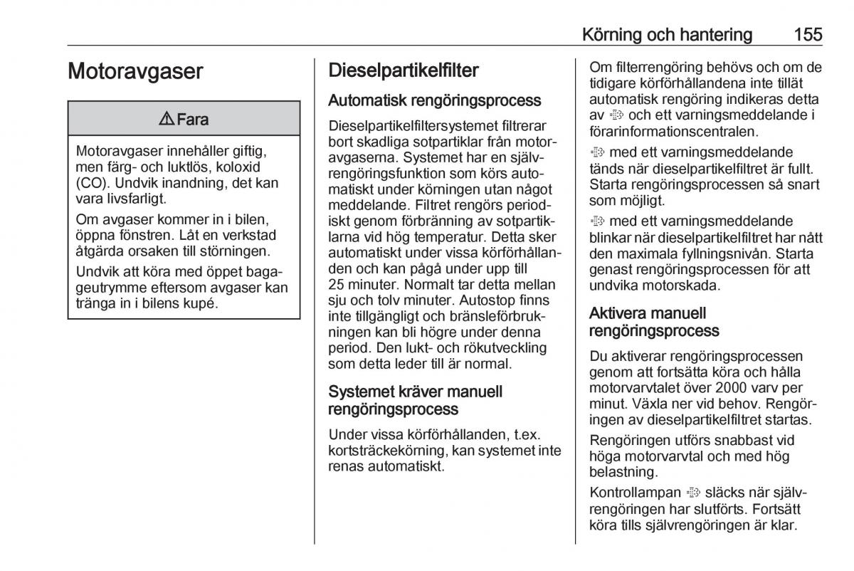 Opel Zafira C FL instruktionsbok / page 157