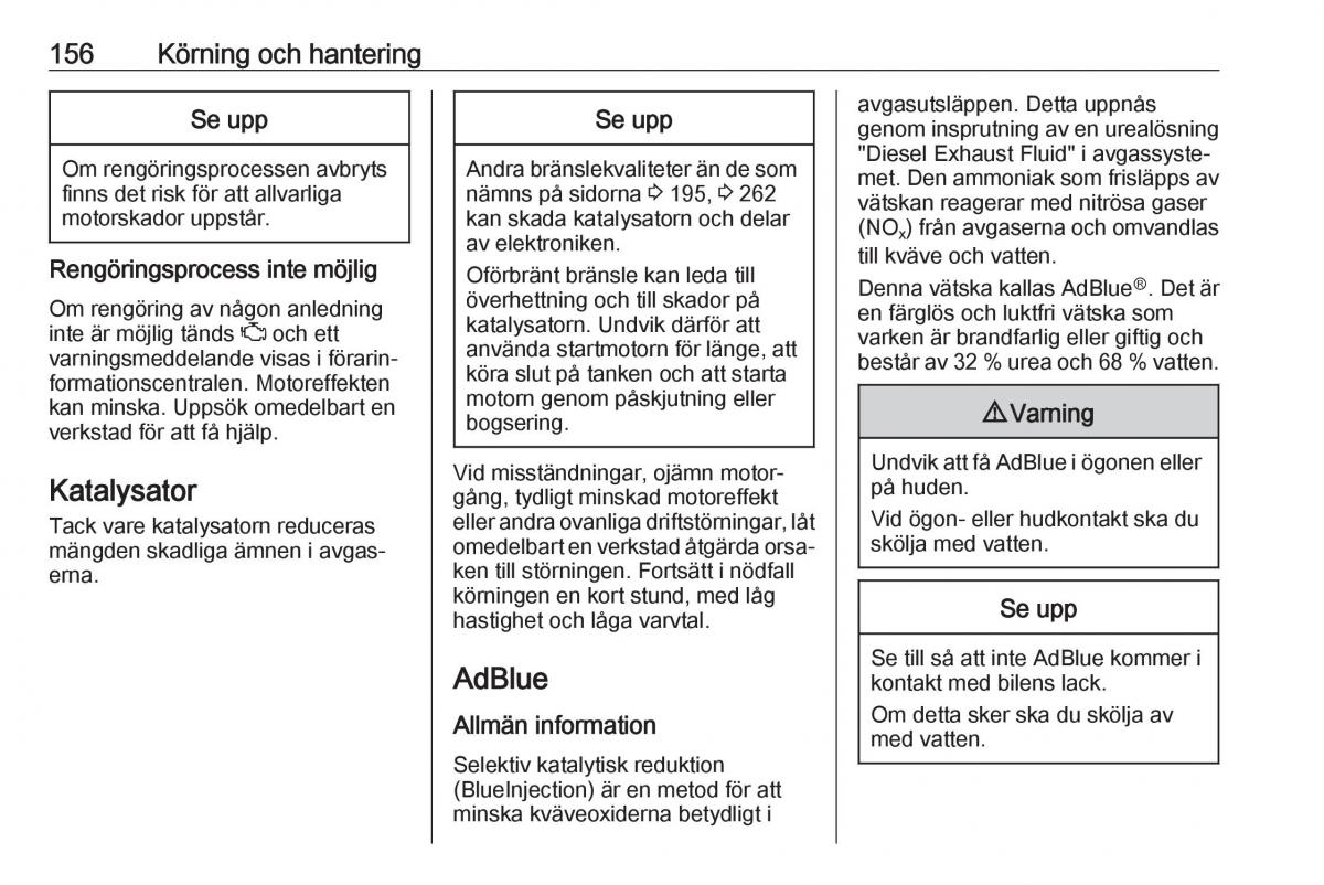 Opel Zafira C FL instruktionsbok / page 158