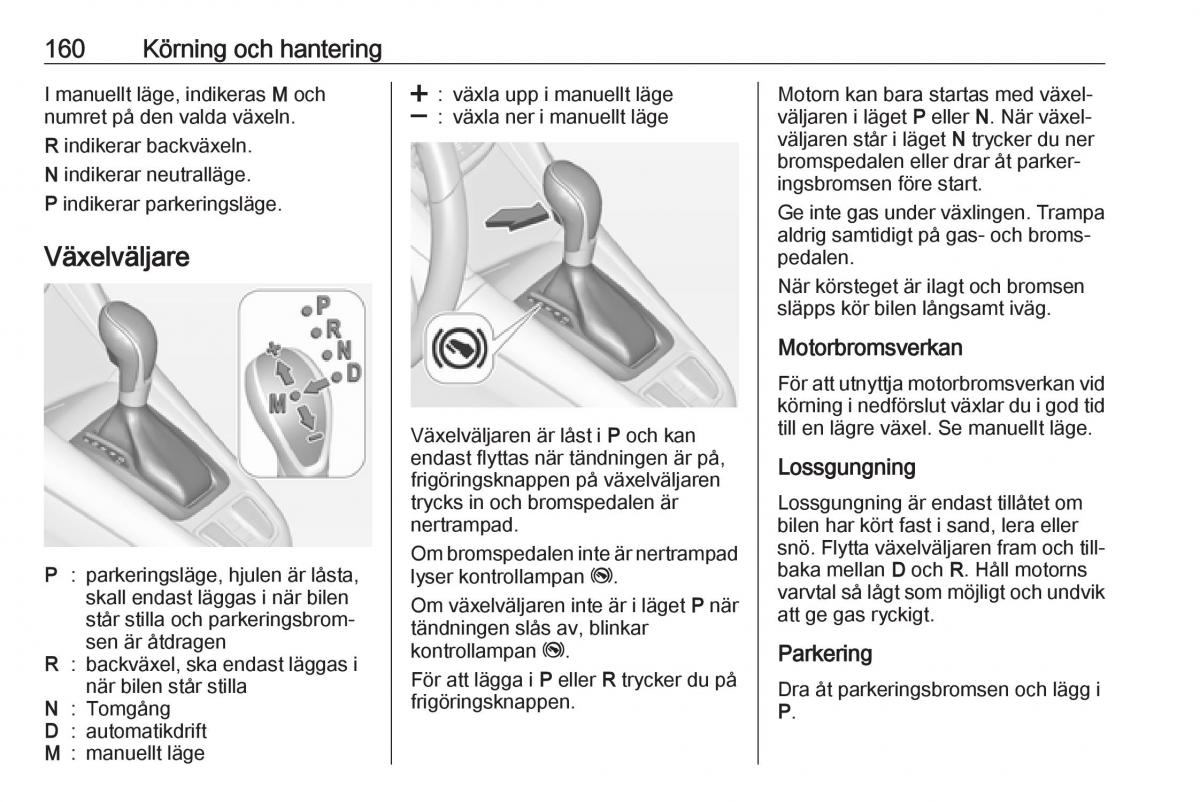 Opel Zafira C FL instruktionsbok / page 162